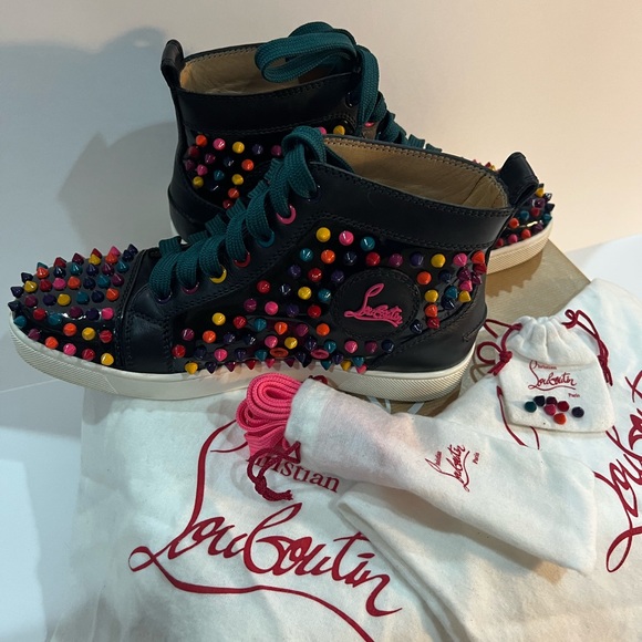 Christian Louboutin Louis Multi Color Streetwear High Top Sneakers Red bottoms - Picture 3 of 16